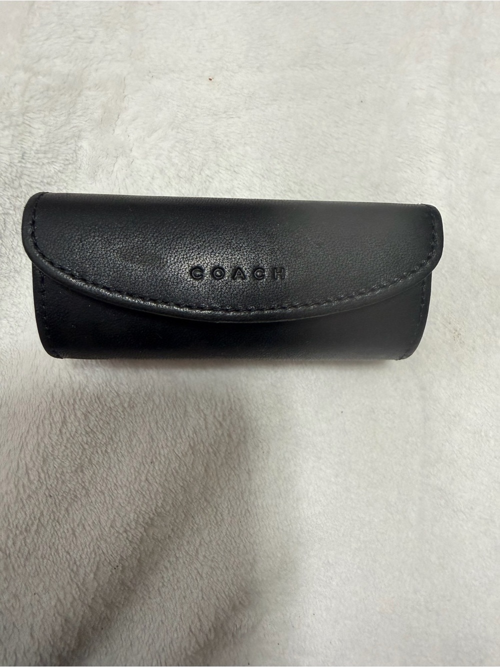 Vintage Coach Black Leather lipstick Case with Embossed Logo